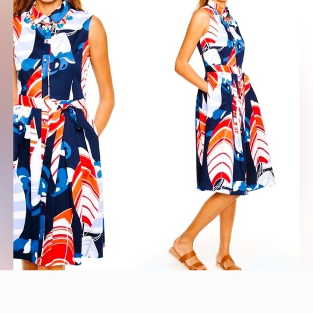 Talbots Multicolor Abstract Shirt Dress Size 8